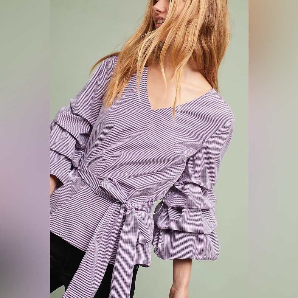 SUNDAY IN BROOKLYN by ANTHROPOLOGIE NWOT Avelina Gingham Blouse - Picture 4 of 8